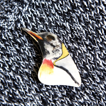 Inky Penguin Eco Wooden Pin Brooch, 2 of 6