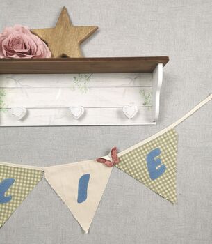 Bunting Vintage Style, Gingham Green Creams Blue, 3 of 8