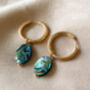 Abalone Shell Dangle 18k Gold Plated Hoop Earrings, thumbnail 1 of 3