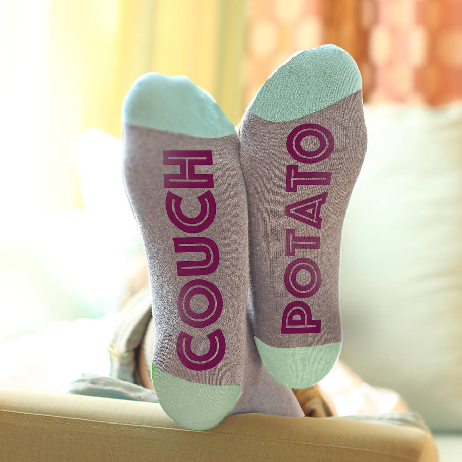 Funny Sock Gift For Dad Feet Up Couch Potato, 1 of 2