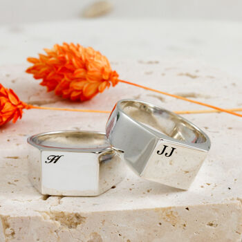 Personalised Initials Large Square Silver Signet Ring, 2 of 11