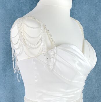 Xanthe Crystal And Pearl Bridal Straps With Epaulettes, 2 of 11