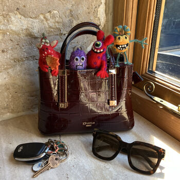 Handmade Felt Moody Monsters Decorations Set Of Three, 3 of 3