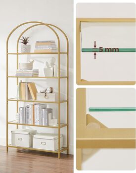 Five Tier Shelf Tempered Glass Rack Arched Design, 6 of 12
