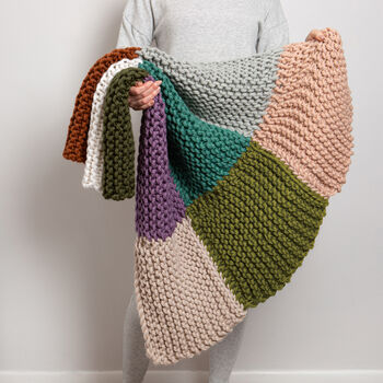 Chunky Check Blanket Beginner Knitting Kit, 2 of 9