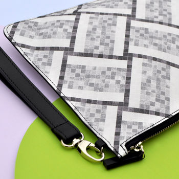 Tile Print Leather Clutch Bag, 2 of 5