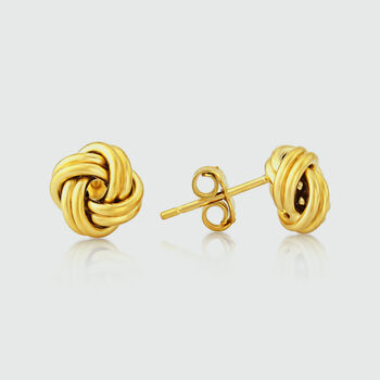 Gold Knot Stud Earrings, 9ct Yellow Gold, 2 of 4