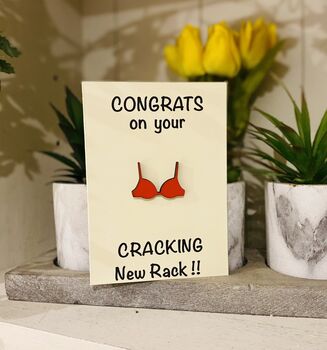 Personalised Funny New Boobs Card Wooden, 2 of 3