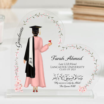 Personalised Graduation Muslim Heart Plaque Gift, 3 of 11