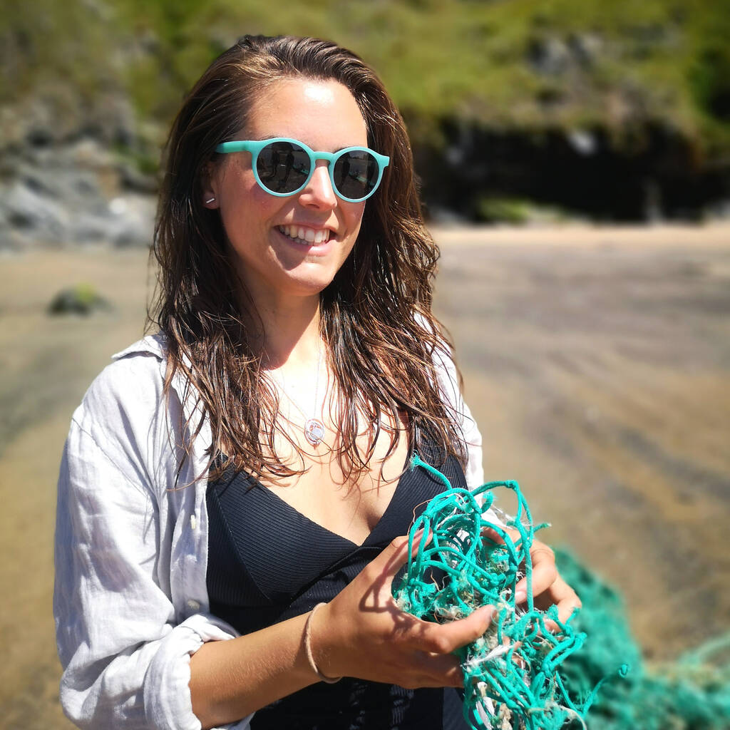 Harlyn Aqua 100% Recycled Cornish Gill Net Sunglasses, 1 of 5
