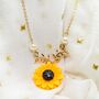Sunflower Daisy Charm Flower Pearl Floral Necklace, thumbnail 1 of 8