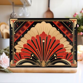 Art Deco Glass Chopping Board Deco Elegance In Red, 2 of 8