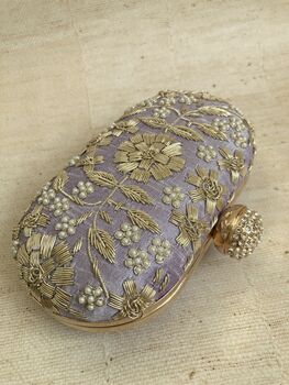 Purple Pearl Oval Clutch Bag, 5 of 9