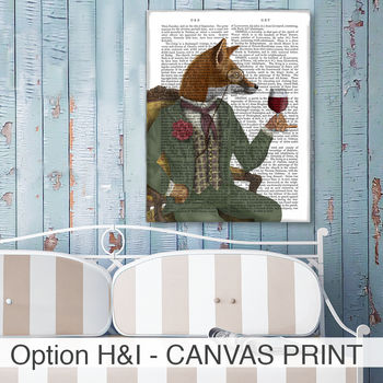 Fox Wine Drinker Portrait, Framed Or Unframed, 7 of 8