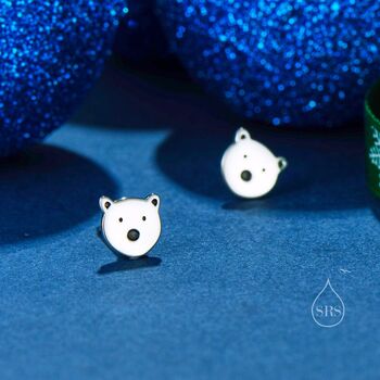 Sterling Silver Polar Bear Stud Earrings, 7 of 11