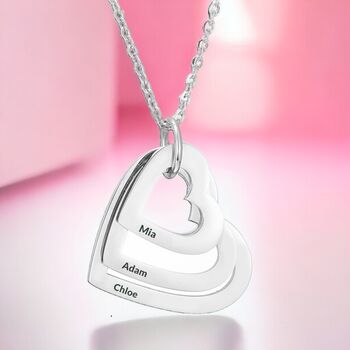 Personalised Multi Hearts Shaped Engraved Necklace, 3 of 9