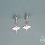 Kawaii Manta Ray Huggie Hoop Earrings In Sterling Silver, thumbnail 1 of 11