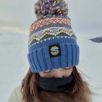 Ocean Fairisle Knit Reflective Superbobble Hat, 4 of 4