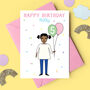Personalised Girl With Balloons Birthday Card, thumbnail 2 of 4