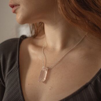 925 Sterling Silver And Rose Quartz Pendant Necklace, 3 of 4