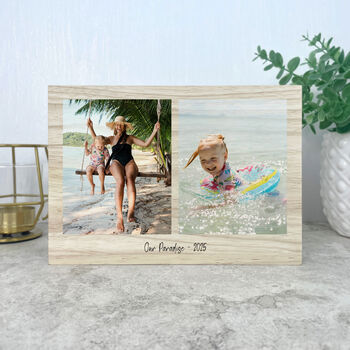 Personalised Freestanding Two Photo Giant Wooden Block 15cm X 21cm Landscape, 2 of 5
