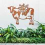 Rusted Metal Cow Garden Decor Cow With Flowers Art, thumbnail 9 of 11