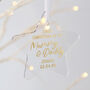Mummy And Daddy First Christmas Star Decoration, thumbnail 1 of 4