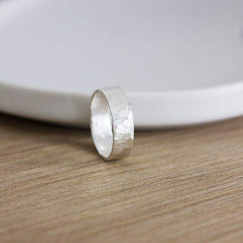 Sterling Silver Hammered Band Ring, 2 of 8