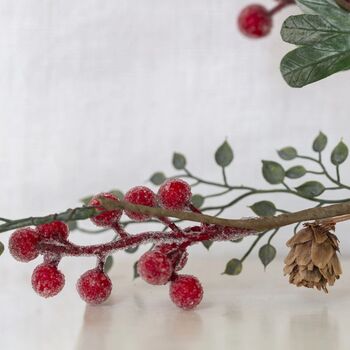 Iced Red Berry Garland With Frosted Leaves, 7 of 10