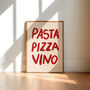 Pizza Pasta Vino Hand Painted Unframed Art Print, thumbnail 1 of 3