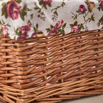 Wicker Storage Basket With Rose Lining, 4 of 5