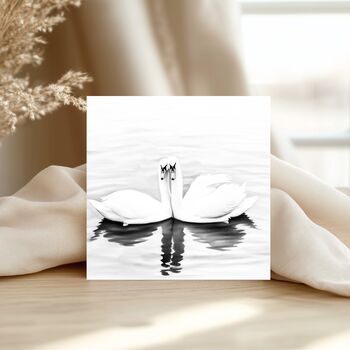 Swans Together Hand Drawn Greeting Card, 4 of 7