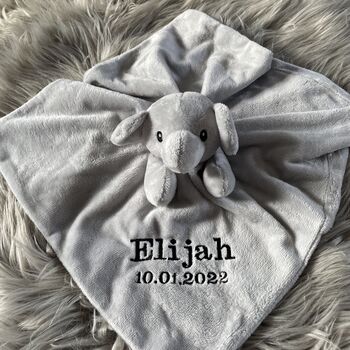 Embroidered Baby Blue Elephant Comforter, 9 of 10