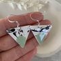 Mint Green Geometric Clay Ceramic Triangle Earrings, thumbnail 8 of 10