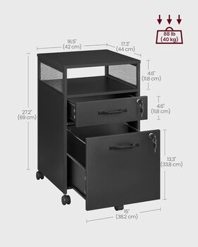 Filing Cabinet On Wheels With Two Lockable Drawers, 2 of 9