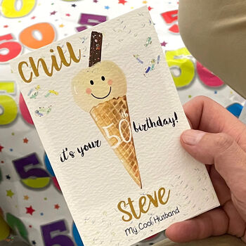 Personalised Ice Cream 50th Birthday Card, 4 of 7