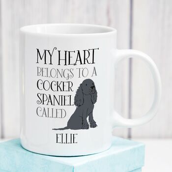 Personalised My Heart Belongs To A Cocker Spaniel Mug, 2 of 3