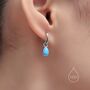 Sterling Silver Blue Turquoise Droplet Hoop Earrings, thumbnail 2 of 9