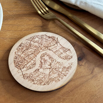Map Coaster Double Sided Personalised Wooden Place Setting, 10 of 10