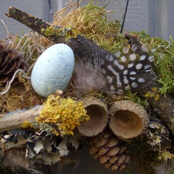 Spring Feather Egg And Twig Wreath Wall Door, 6 of 6