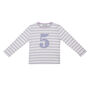 Parma Violet + White Breton Striped Number/Age T Shirt, thumbnail 6 of 6