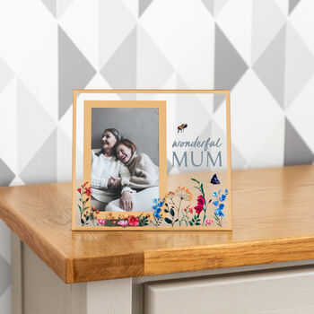 Wonderful Mum Floral Glass Photo Frame Gift, 3 of 4
