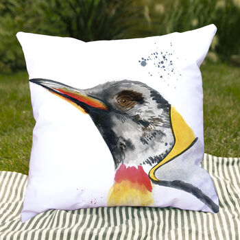 Inky Penguin Outdoor Cushion For Garden Furniture, 3 of 8