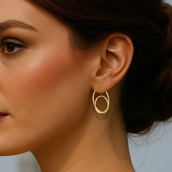 Gold Palted Silver Spring Drop Hoop Earrings, 2 of 6
