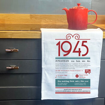 Personalised 80th Birthday Gift Microfibre Tea Towel, 7 of 8