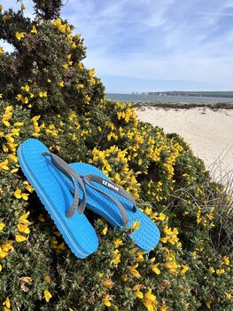 Brilliant Blue Natural Rubber Flip Flops, 9 of 10