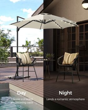 Garden Parasol Umbrella Solar Powered LED Lights Upf50+, 3 of 12