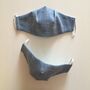 Upcycled Silk Lined Blue Cotton Chambray Face Mask, thumbnail 2 of 11