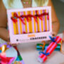 Colourful Lilac And Mustard Stripe Christmas Crackers, thumbnail 1 of 7