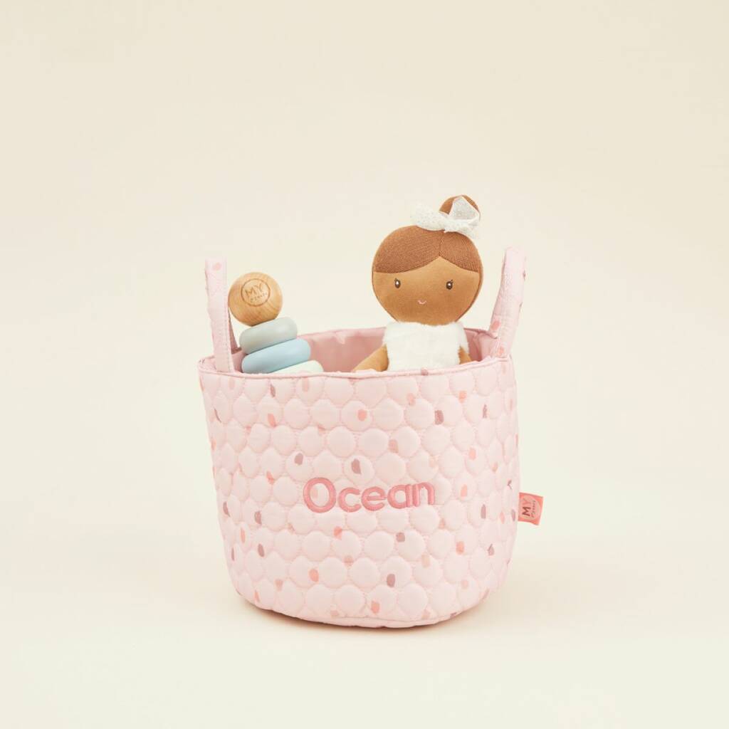 Personalised Small Pink Polka Dot Storage Bag, 1 of 4